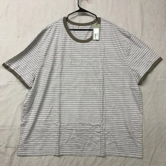 | Set of 12 Goodfellow & Co Mens 4XL Brown Short Sleeve Crew Neck T-Shirt Stripe - Picture 3 of 12